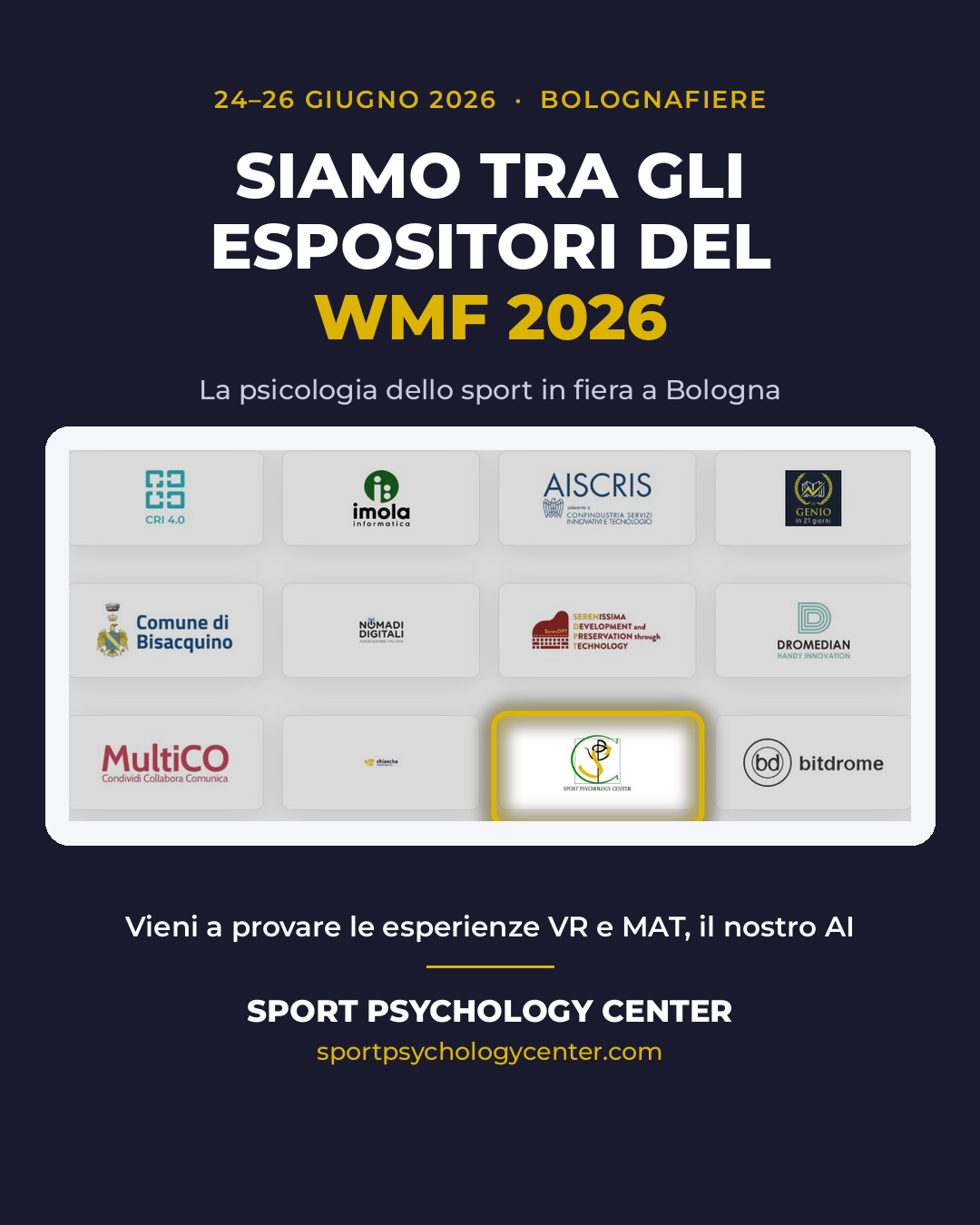 Sport Psychology Center espositore ufficiale WMF 2026 - BolognaFiere 24-26 giugno