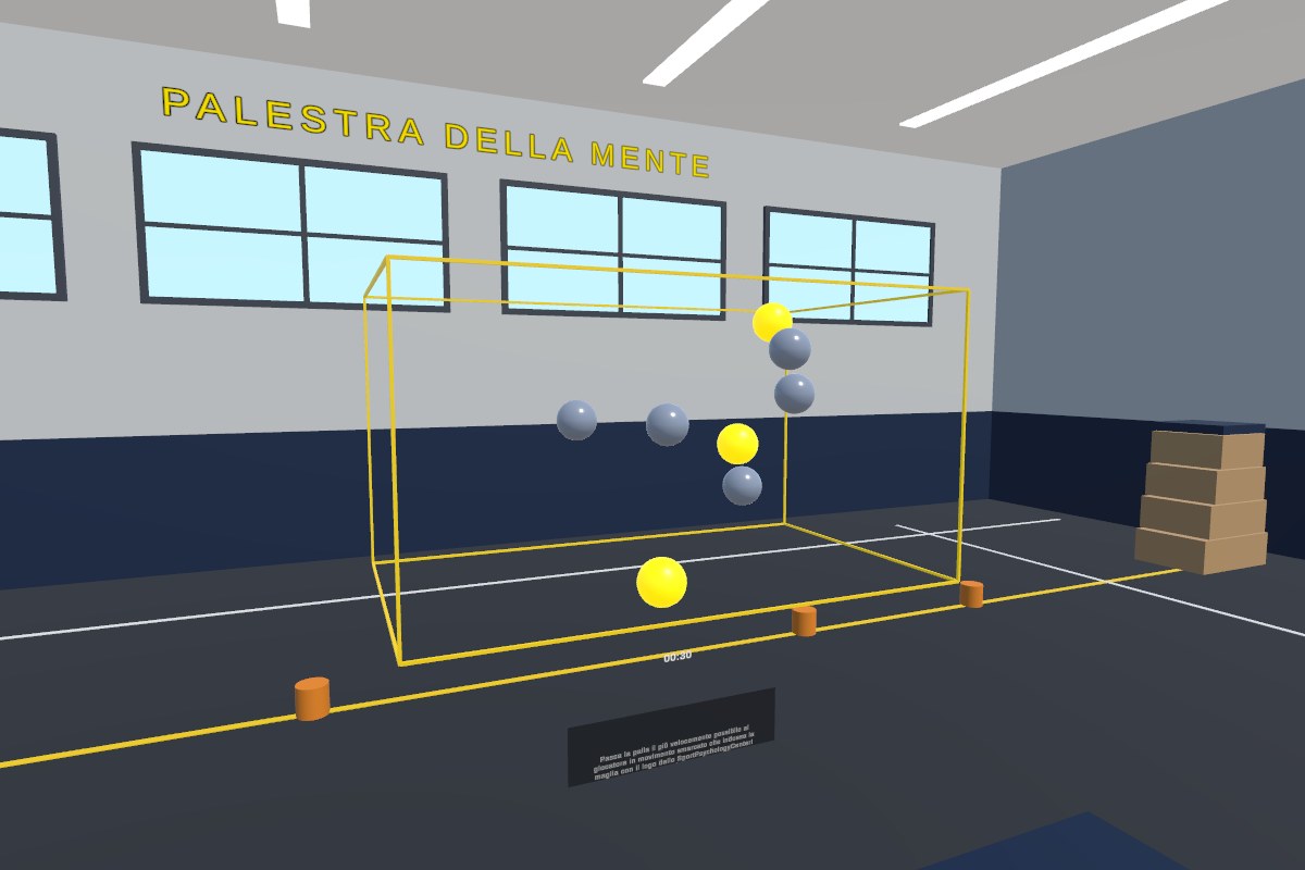 Esperienza VR di tracciamento dei bersagli nella palestra della mente